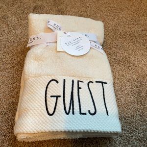 2 piece cream color guest hand towels Rae Dunn NWT